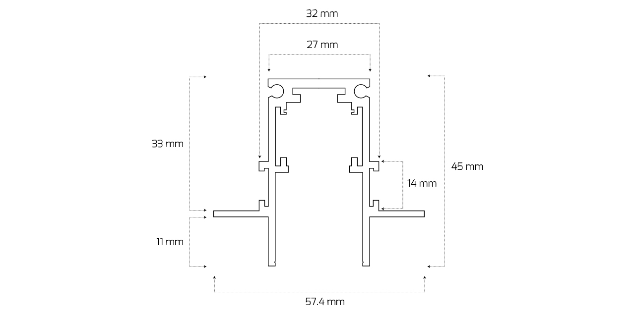 GY 2003-2 - MAGNET RAY - S.A. TRIMLESS SİYAH - 2mt