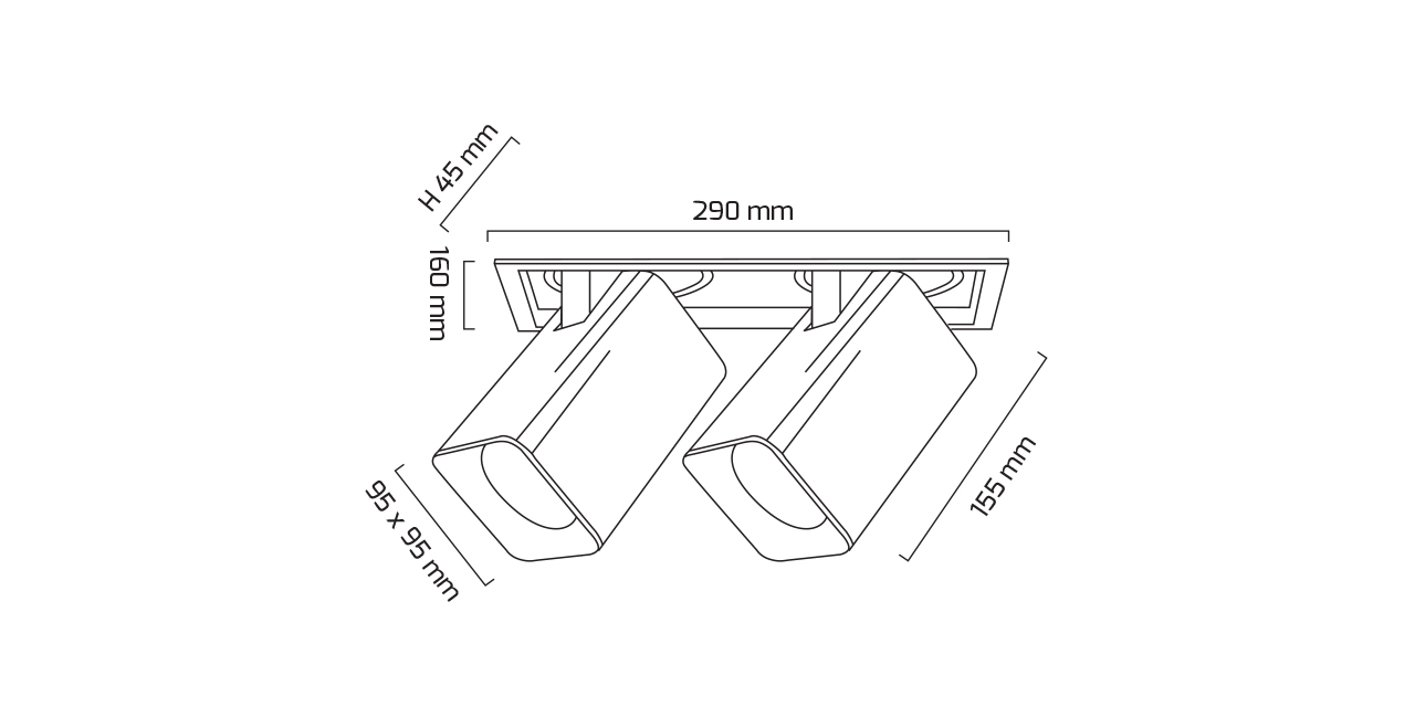 GY 3252-36 SİYAH 2x36W 40° 6500K SE LED S.A. ARM.*
