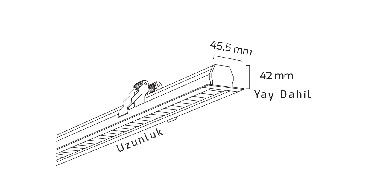 GY 8028-173 cm SİYAH 90W 48° 6500K SM LİNEER ARM*
