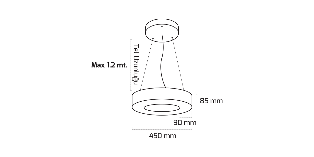 GY 8112-45 cm SİYAH 40W 4000K SO LİNEER ARM*