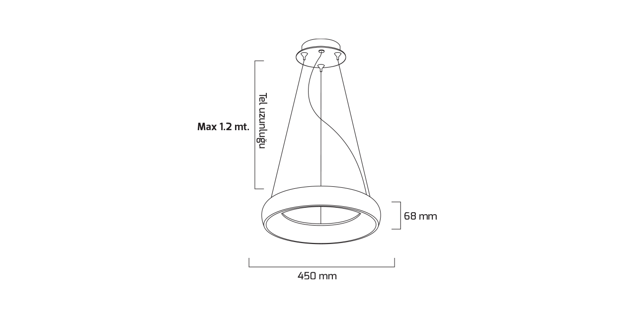 GY 8121-60 cm SİYAH 82W 4000K SO LİNEER ARM*